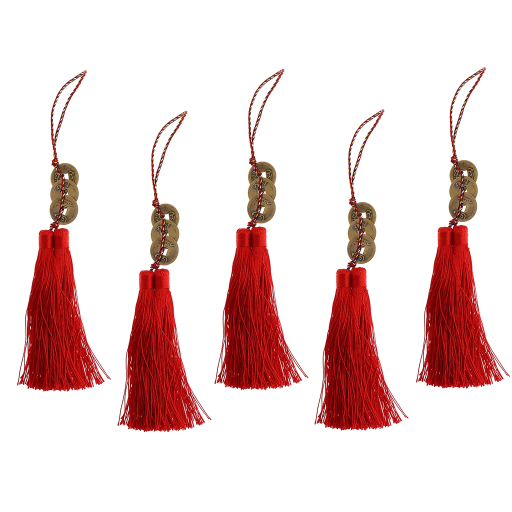 5 Styles Chinese Knot Charms Fengshui Symbol with Lucky Coins for Car/ Home Lucky Pendants /Embellishments