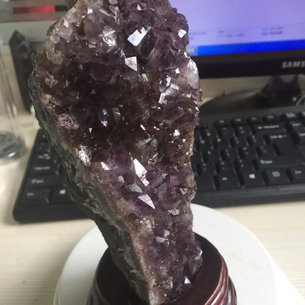 755 г натуральный ясным и Purply Аметист Geode образцов грубые минералы камень расти вместе с кварц точка дома Decotation