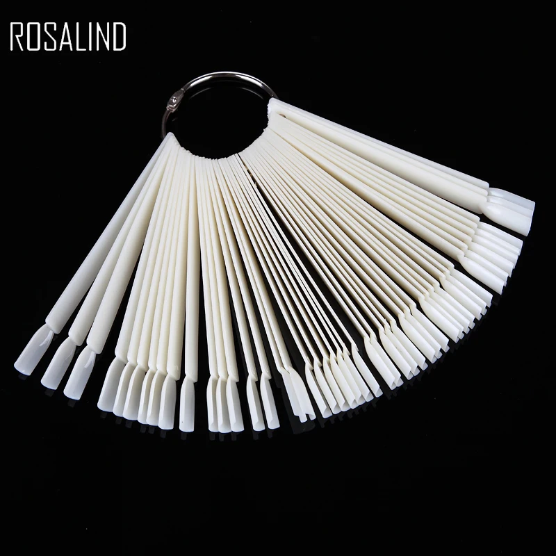 

ROSALIND 50pcs/set Nail Art French False Tips UV Gel Polish Color Practice Display Showing Card Sticks Training Manicure Tools
