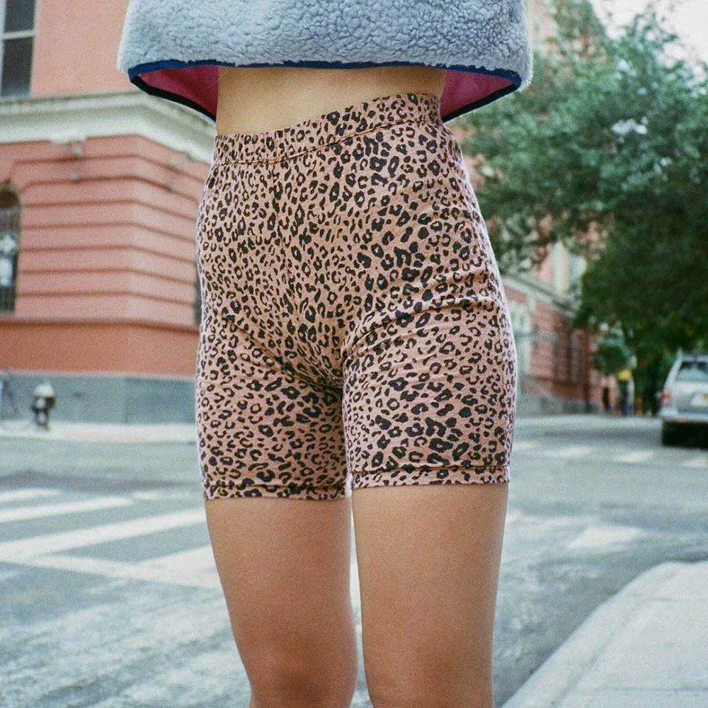 Пикантные Женская Мода леопардовым принтом c высокой талией, эластичные Короткие штаны Стройный шорты дамы Спортивный костюм S-L