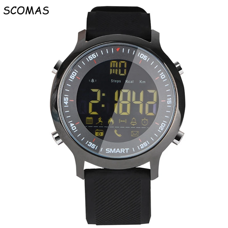 Image SCOMAS Waterproof Smart Watches Pedometer Activity Sports Watch for Men SMS CALL Reminder Alarm Clock Smartwatch for Cell Phone