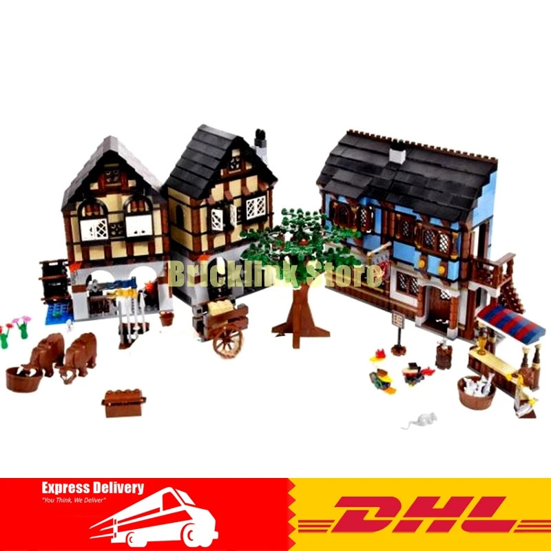

DHL Lepin Building Bricks 16011 1601Pcs The Medieval Market village Set Model Building Blocks Bricks Toys Gifts 10193