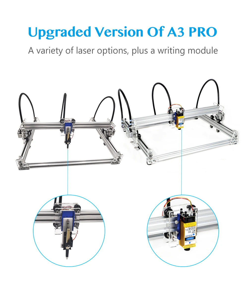 Лазерный гравер A3 PRO с 2 осями с ЧПУ 2500 мвт/5500 МВт/15 Вт лазерный модуль для самостоятельного написания и лазерной гравировки