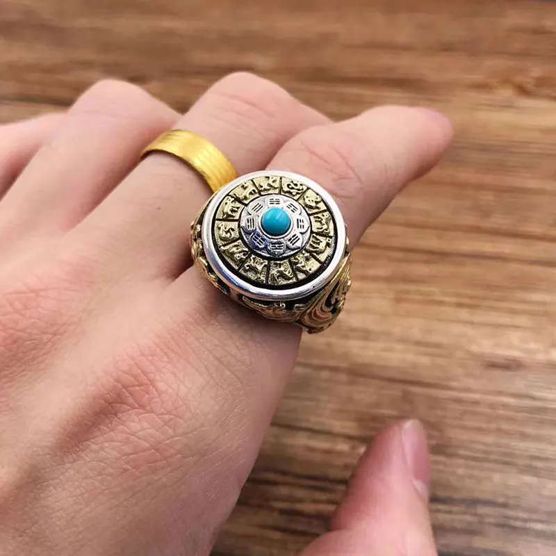 SOQMO, этническое вращающееся кольцо для пары, Настоящее серебро 925 пробы, ювелирное изделие, Тай Чи, знаки зодиака, кольцо для мужчин и женщин, ювелирное изделие SQM246