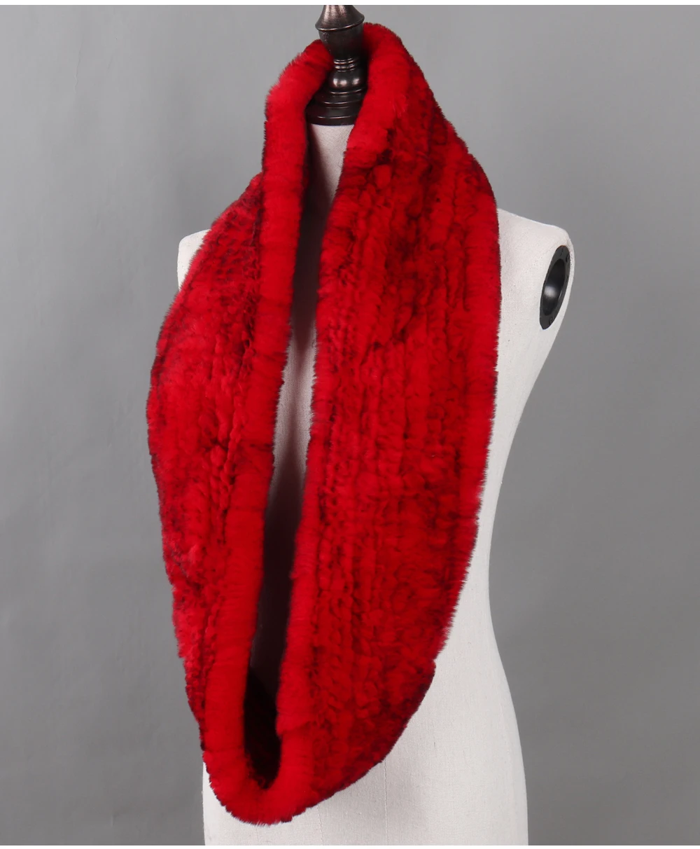 Вязаный длинный стиль натуральный мех кролика Рекс шарфы для женщин Роскошные модные натуральный мех Муфельная леди зимний теплый натуральный мех шарф
