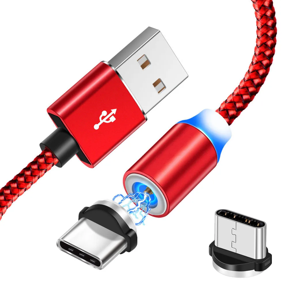 1 м Магнитный кабель type C+ QC 3,0 USB быстрое зарядное устройство для телефона для samsung S10 S8 S9 A50 huawei P20 lite P30 honor 10 20 Pro Redmi K20 - Тип штекера: Only Red 1M Cable