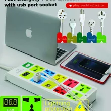 7 выход и Быстрая зарядка 4 USB разъем расширения с светодиодный вольтметр Мощность полосы