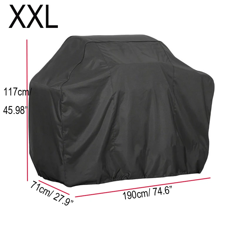 XXL 190x117x71cm Размер XS-XXL черная Водонепроницаемая Крышка для гриля принадлежности для барбекю Гриль Крышка против пыли дождь газовая, угольная электрический барбекю гриль - Цвет: XXL 190x117x71cm