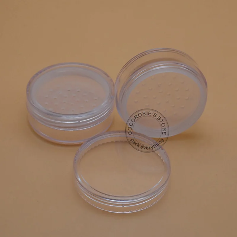 

(30 pieces/lot)Empty loose powder jar 20g/5g powder case with sifter 20ml Black/White/Clear loose powder case