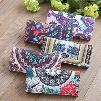 

Women's wallet long national style printed coin purse PU leather credit card holding fashion clutch