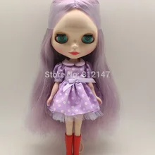 Обнаженная кукла blyth, черная кукла светло-фиолетовые волосы