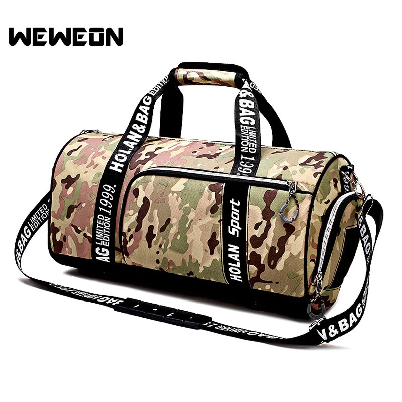 Unisex Cylinder Travel Camouflage Sports Bag for Men Camouflage Gym Bag