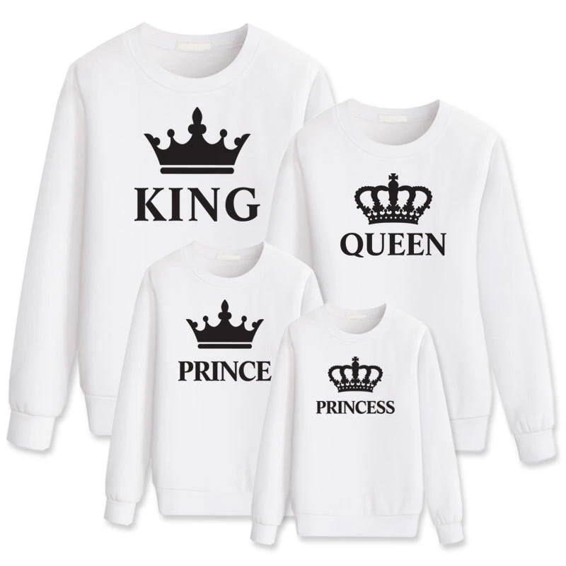 LILIGIRL King Queen Crown Print Family Matching Outfit Leisure Sweatshirt T-shirt Father Mommy And Me Clothes