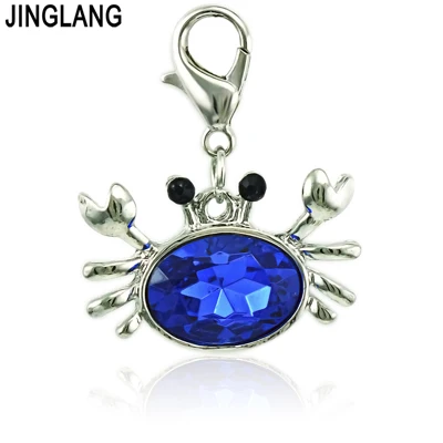 Blue Jinglang животных застежкой омар chamrssilver пластмасс Кристалл Краб Подвески Талисманы для изготовления ювелирных изделий DIY Интимные аксессуары - Окраска металла: Blue