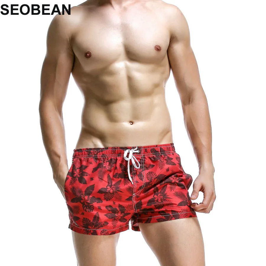 mens swim shorts red