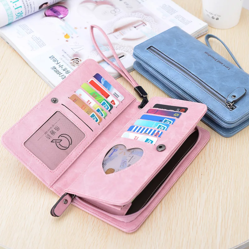 

Wallet Ladies Long Clutch Bag Korean Version Zipper Purse Multi-function Retro Large Capacity Walet Card Holder