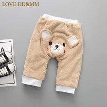 LOVE DD& MM/одежда для малышей, штаны г., новая зимняя одежда для мальчиков и девочек Теплые бархатные штаны кораллового цвета с вышивкой в виде животных для малышей