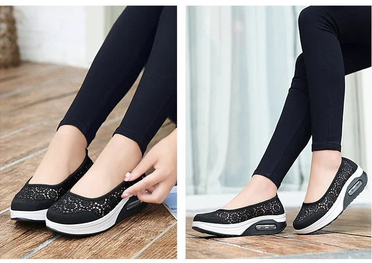 SWYIVY/женские кроссовки для фитнеса; кружевные дышащие спортивные качели; женская летняя обувь на платформе; обувь на танкетке; размер 41