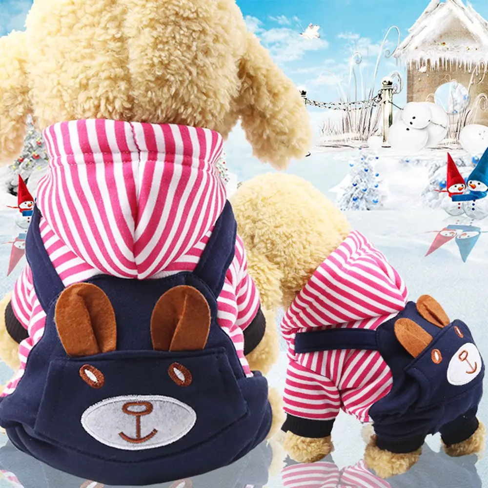 

Warm Pet Clothes Fleece Dog Jumpsuit Bear Applique Cat Puppy Four Legs Clothes Teddy Jumpsuits Winter Dog Clothing Pet Costumes
