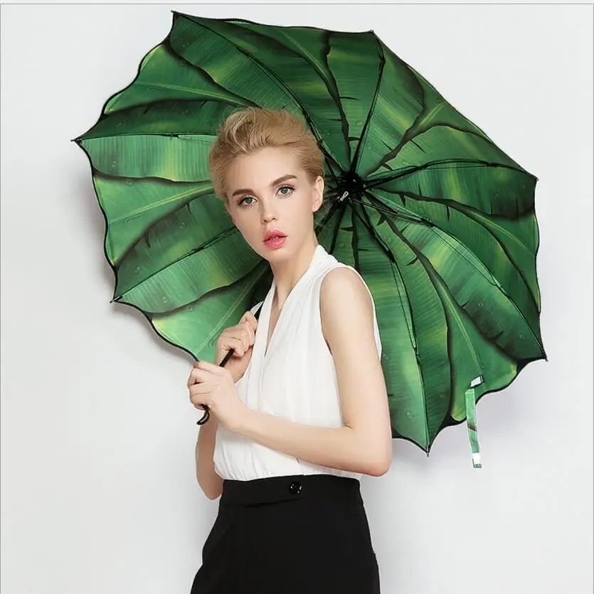 Sun Protection Umbrella Art Lotus Women UV Protection 3 Folding Sun
