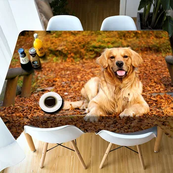

3D Animals Pattern Tablecloth Dog Printed Dustproof Thicken Cotton Wedding Party Rectangular Table Cover For Kitchen Home Decor