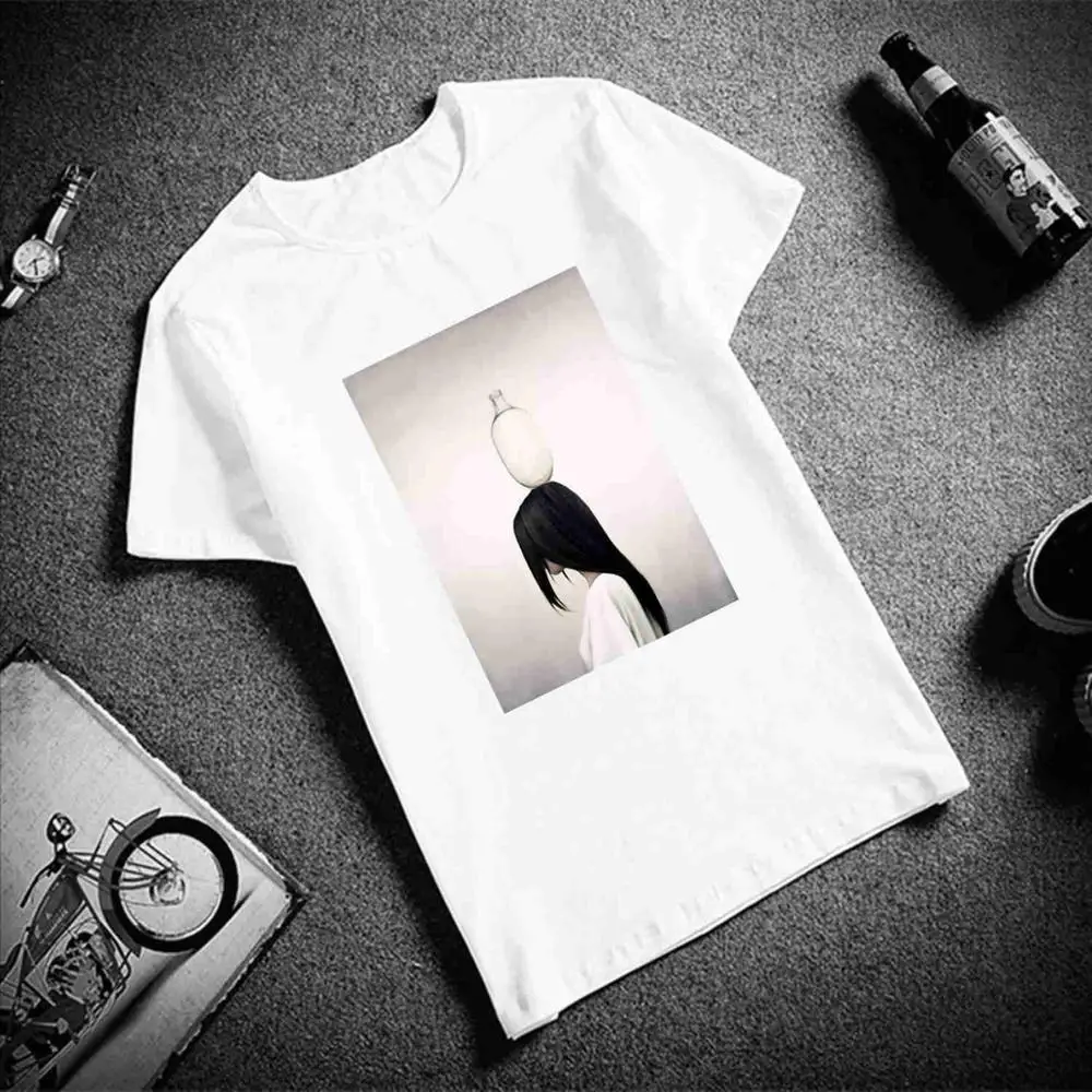 Ulzzang Эстетическая забавная футболка, абстрактные цветы, животные, хлопок, круглый вырез, футболка, плюс размер, короткий рукав, Брендовая женская футболка, Femme - Цвет: 5