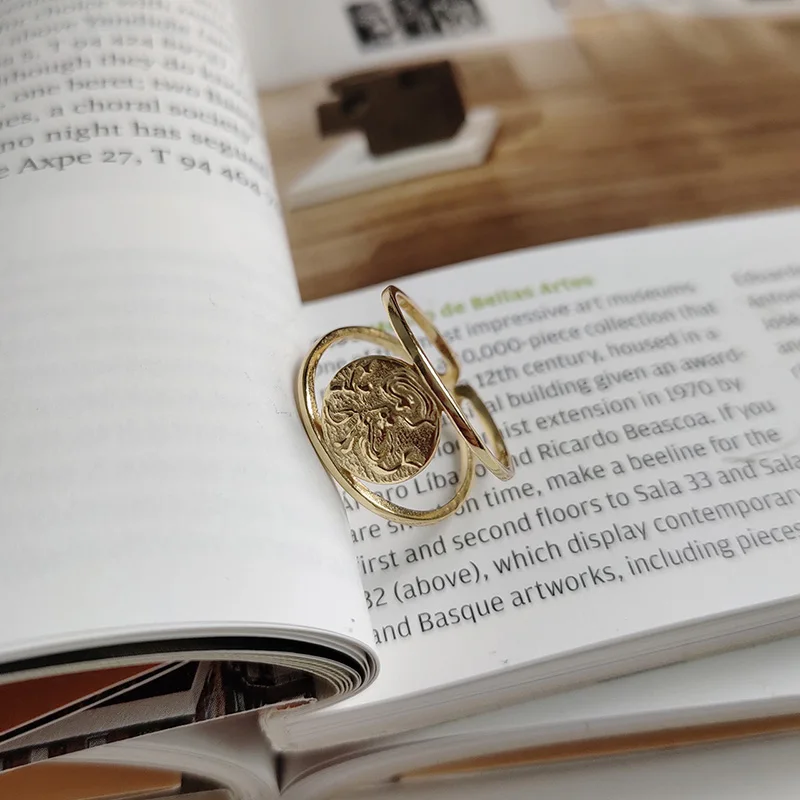WTLTC 925 серебро Romen кольца-монеты для женщин винтажный маленький диск штабелируемое кольцо индивидуальность медальон кольца Femme ювелирные изделия