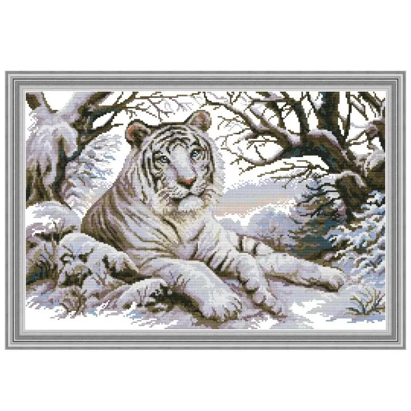 

Tiger DIY Handmade Needlework Counted 14CT Printed Cross Stitch Embroidery Kit Set Home Decoration