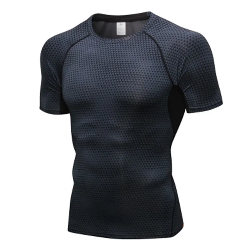 Men Compression Running T shirts Digital Print Fitness Sports Tight