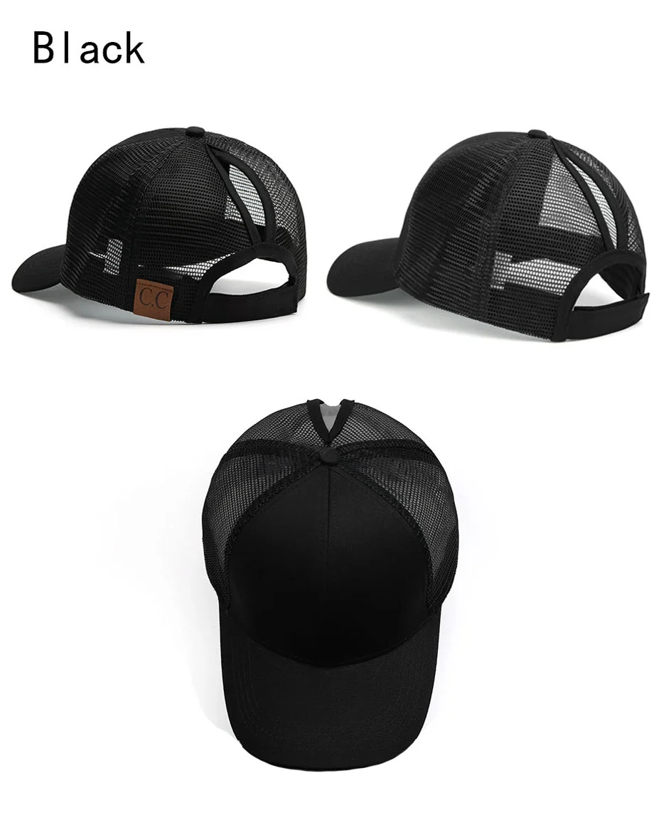 Glitter Ponytail Baseball Cap Women Messy Bun Adjustable Snapback Hats Girls Adjustable Summer Mesh CC Caps Drop Shipping   (13)