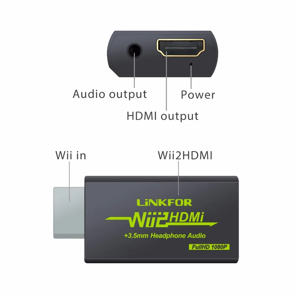 LiNKFOR для Wii Hdmi конвертер весы сигнала до 720p и 1080p 2hdmi или видео с кабелем 1 м