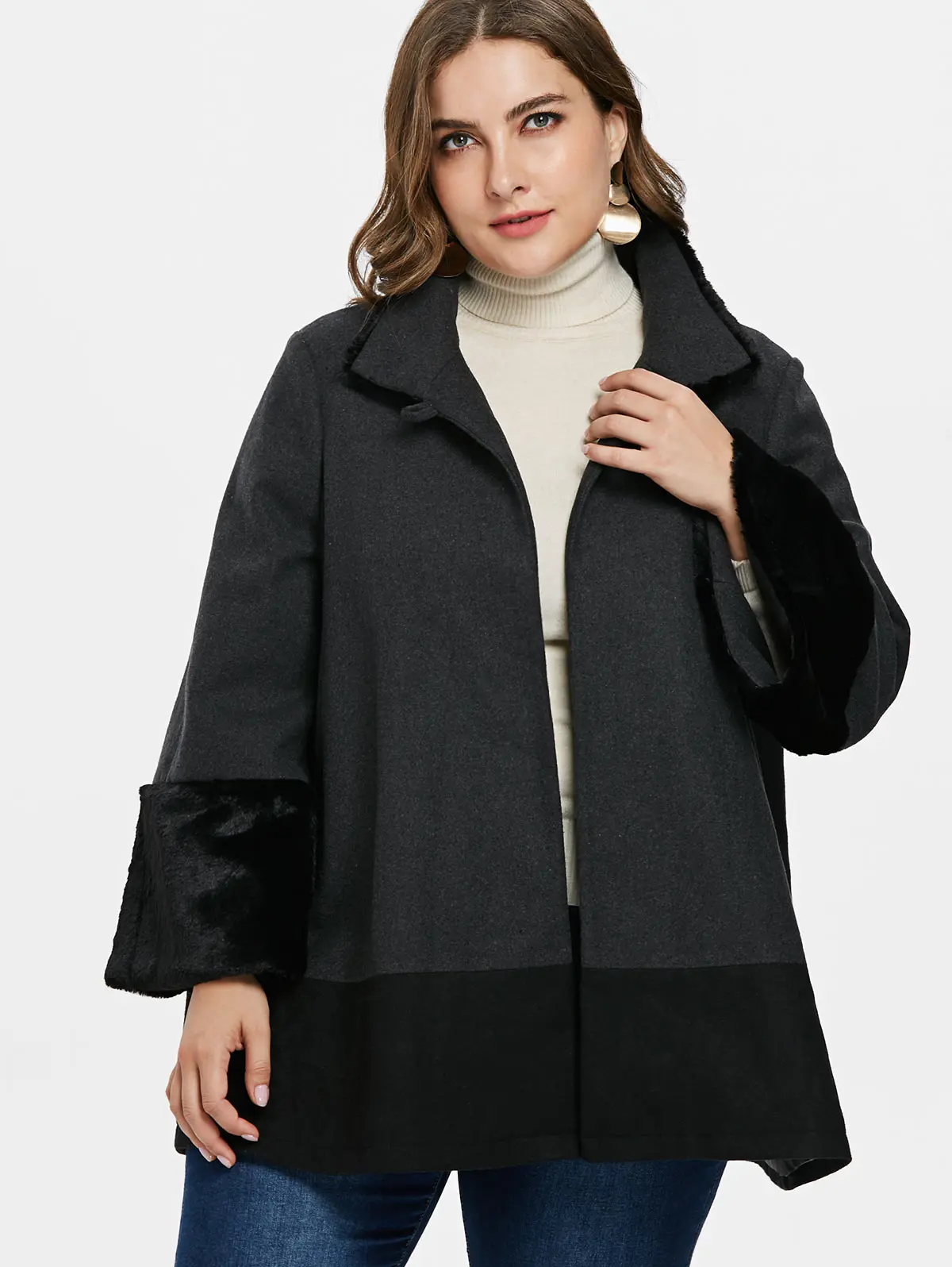 Buy Plus Size Faux Fur Trim Coats Women 5XL 2018