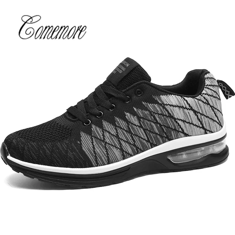 

Comemore Summer Men Running Shoes Sports Air Cushion Women Sneakers Male Mesh Basket Shoe Men Breathable Zapatilla Black