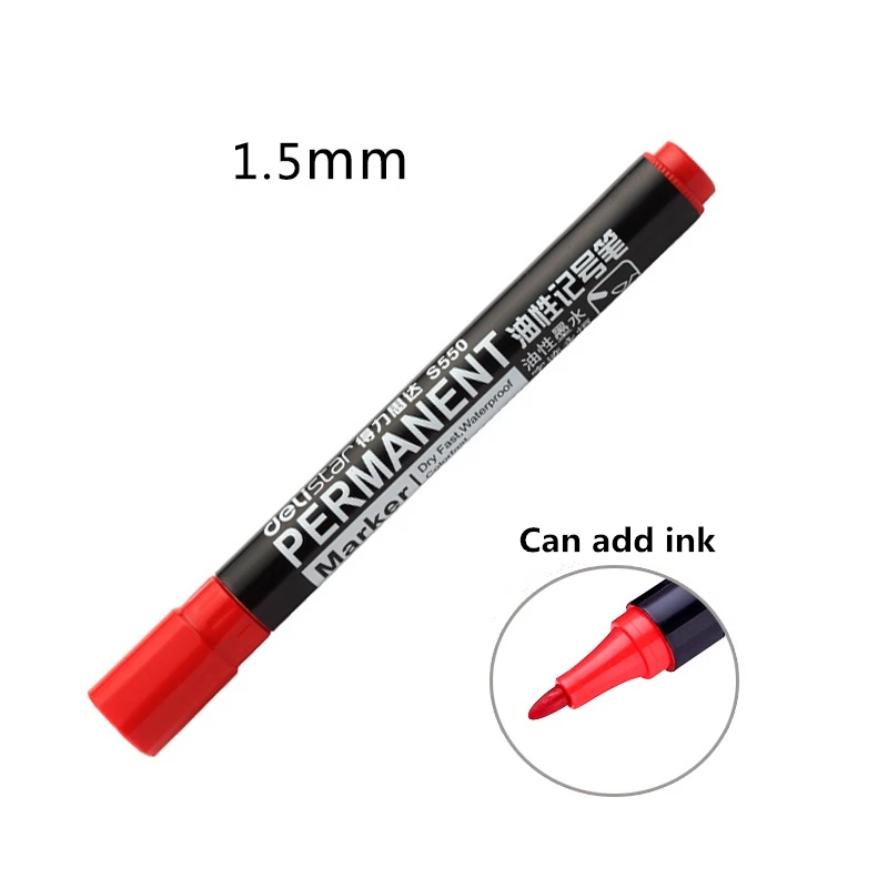 

3pcs Deli Permanent Dry Fast Waterproof Oily Marker Pen School Office Supplies Stationery CD Marker Black Red Blue Ink Art Pens