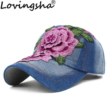

LOVINGSHA Women Men Washed Baseball Cap Adjustable Floral Snapback Cap For Girl Summer Fitted Cap Autumn Wholesale Hat AD103