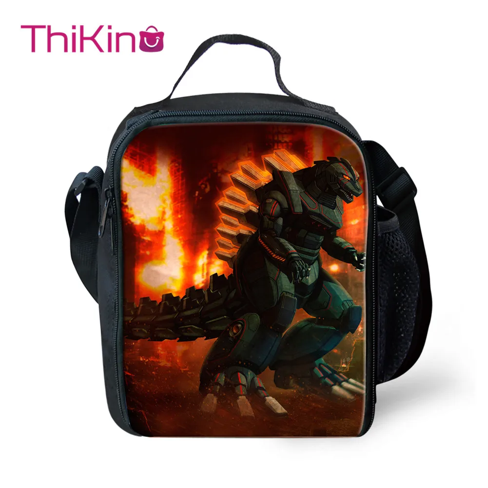 

Thikin Casual Godzilla Monstar Fashion Lunch Bags for Teen Boys Summer Portable Cooler Box Cartoon Pattern Tote Picnic Pouch