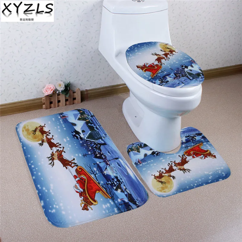 

XYZLS 3 Pcs Brand New Christmas Gift Anti Slip Toilet Carpet Bathroom Mat Toilet Mats for Three Sets of Bath Mat Home Decor