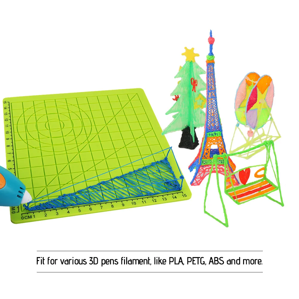 3D печать Ручка Силиконовый дизайн коврик с базовым шаблоном и 2 силиконовых колпачка для 3D ручки рисунок дизайн
