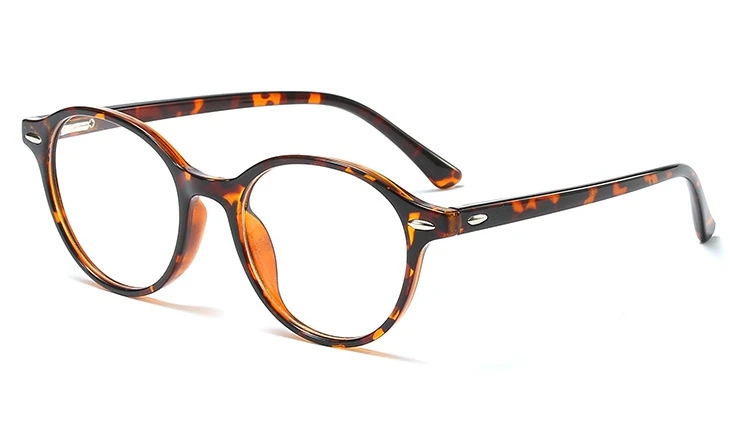 Круглые очки с заклепками кошачий глаз, оправа для мужчин и женщин, ретро оптические модные компьютерные очки 45757 - Цвет оправы: C6 leopard clear