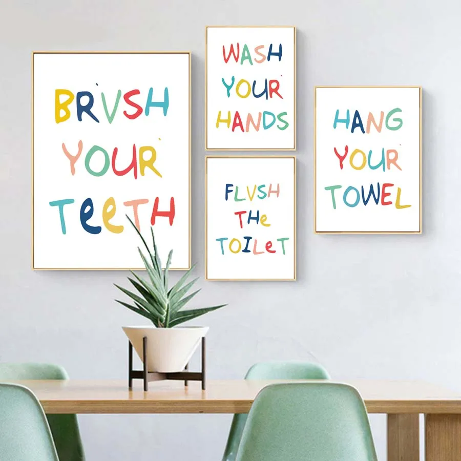 Wash Your Hands Toilet Quotes For Bathroom Poster&Prints Washroom
