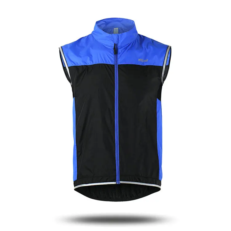 ARSUXED Men Cycling Jersey Sleeveless Breathable Windproof Sport Cycling Vest Reflective MTB Bicycle Running Male Wind Breaker