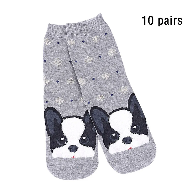 

HOT 10pcs/set Women Winter Socks Warm Cartoon Christmas Dog Pattern Cotton Snowflake 19ING