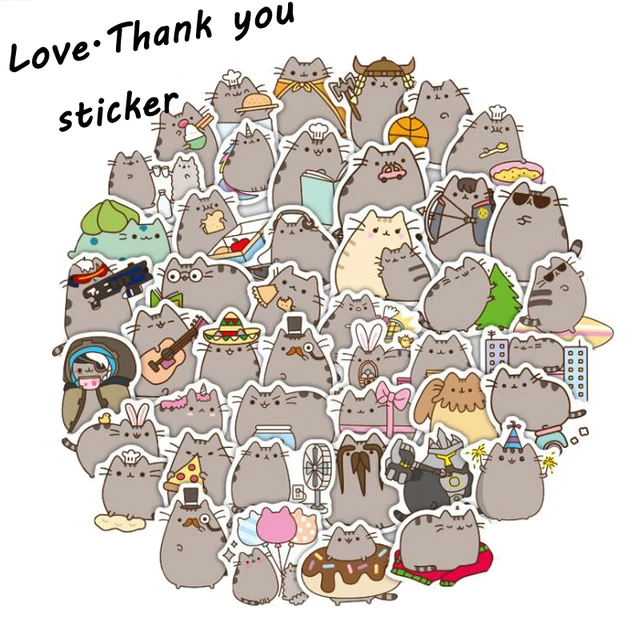100 pcs lot cartoon pusheen cat cute stickers for tab phone laptop