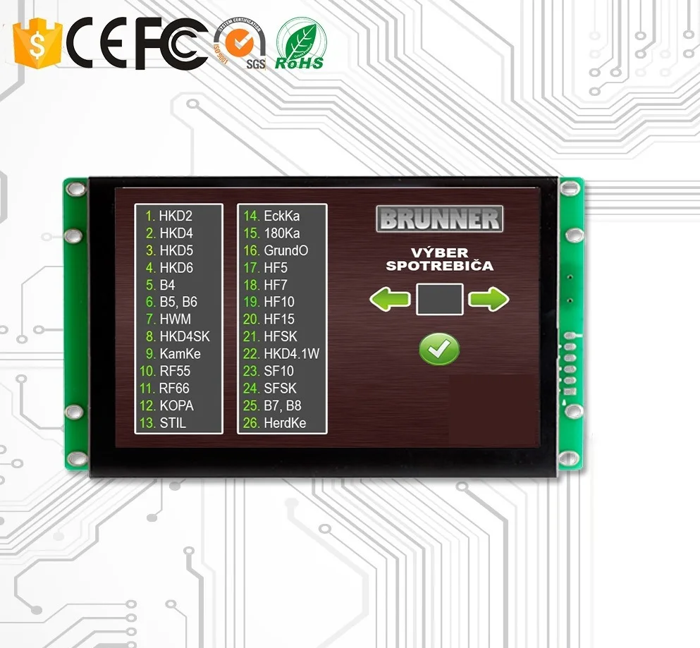 DC 12V lcd with touch pannel and control board via simple command