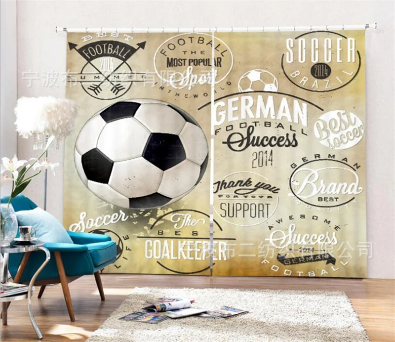 

Football Soccer 3D Blackout Curtains Healthy non-pollution Digital Print Curtains Customizable Tablecloth Shower Curtain