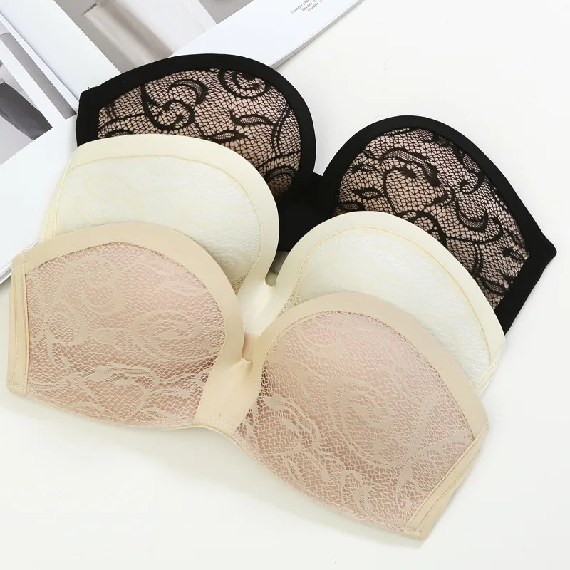 

1/2 Cup Sexy Lace Gather Push Up Invisible Bras Bralette Strapless Bra Underwired Bras Corset Lingerie Women Underwear dress