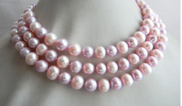 

Beautiful 50" 10mm Round Pink Lavender Freshwater Pearl Necklace