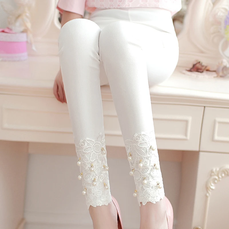 

Summer Women's Woven Lace Pencil Pants Skinny Slim Ankle-Length Pants Pantalon Femme Trousers Women Clothing