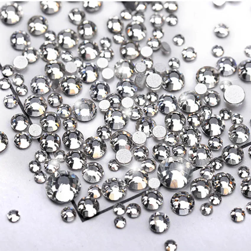

SS3-SS8 Flat Back Non Hot Fix Clear White Glitter Rhinestones Garment Phone Nail Art DIY Crystal Strass Decorations