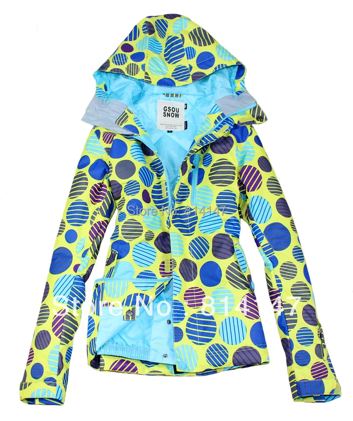 

Free shipping 2014 womens waterproof polka dots snowboard jackets ladies colorful round dots ski jacket for women skiwear jacket